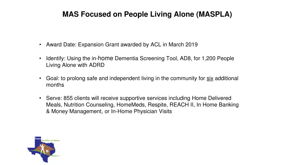 mas focused on people living alone maspla