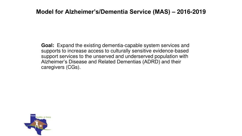 model for alzheimer s dementia service mas 2016