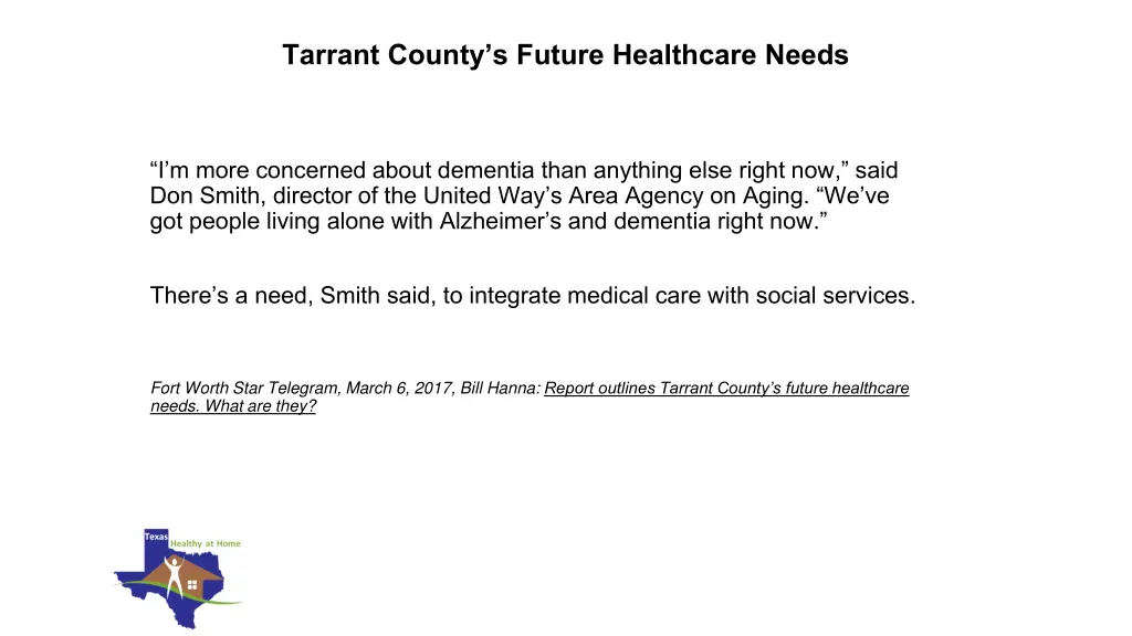 tarrant county s future healthcare needs