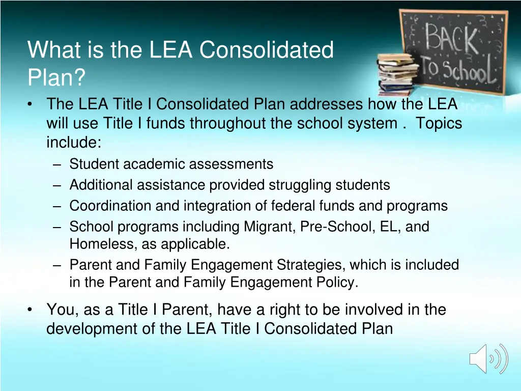 what is the lea consolidated plan the lea title