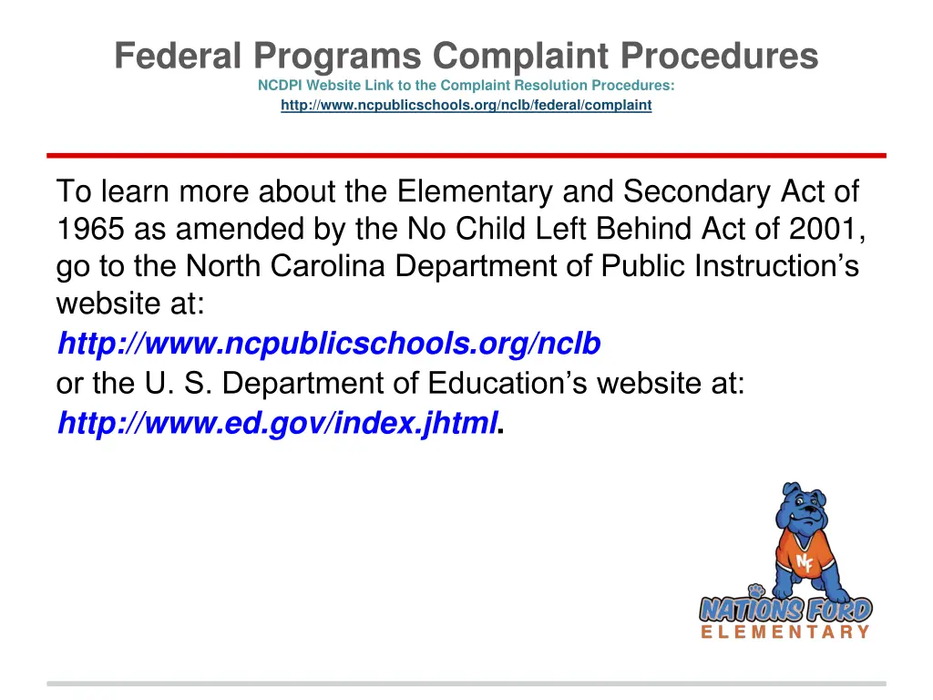 federal programs complaint procedures ncdpi