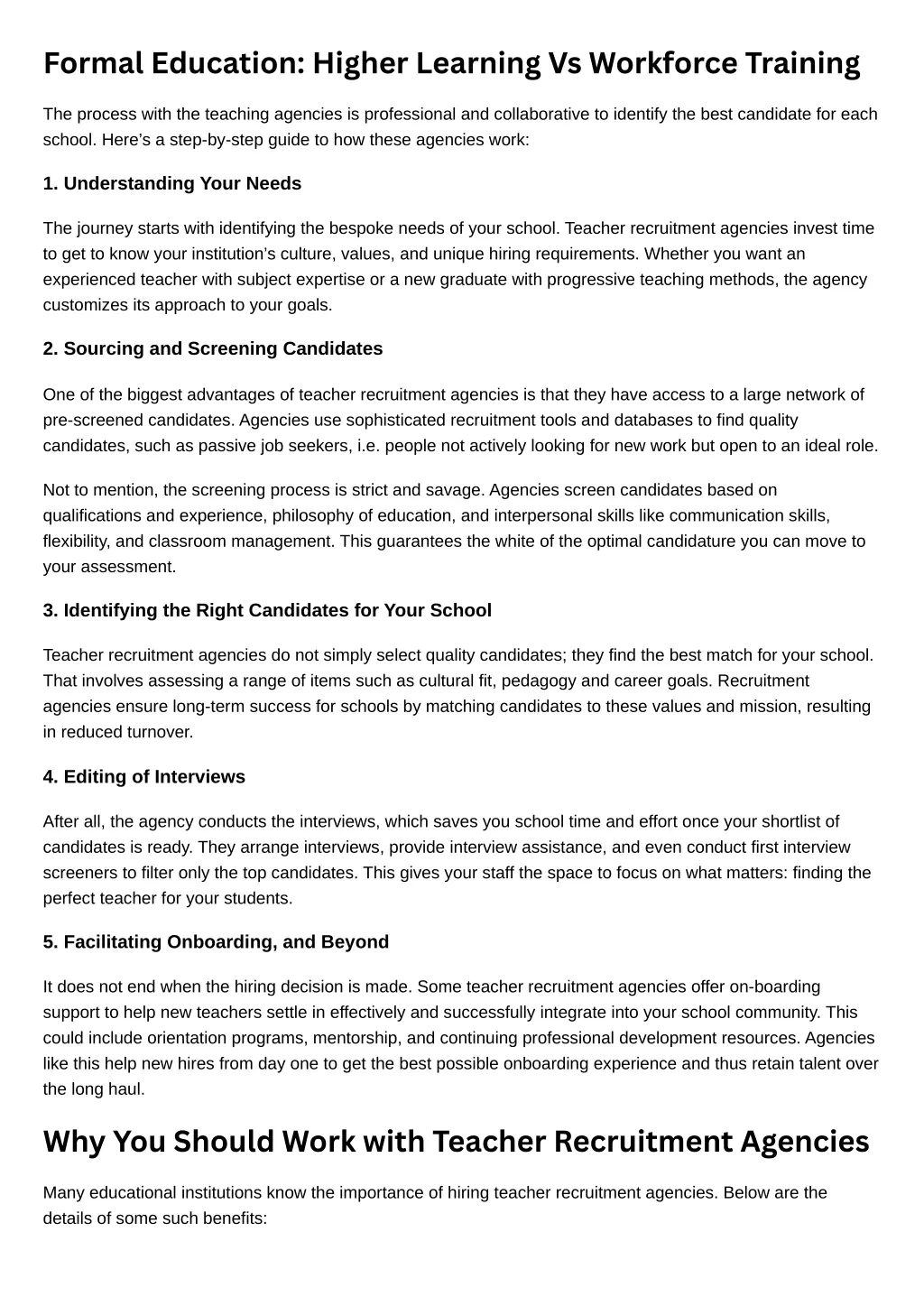 formal education higher learning vs workforce