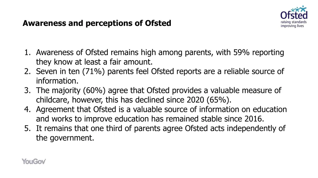 awareness and perceptions of ofsted