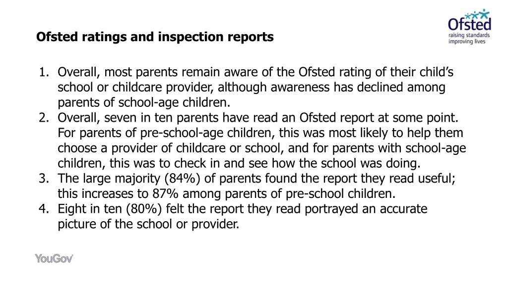 ofsted ratings and inspection reports