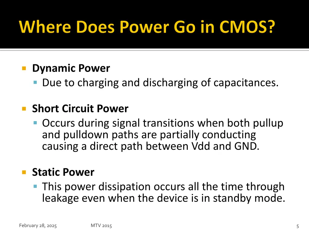 dynamic power due to charging and discharging