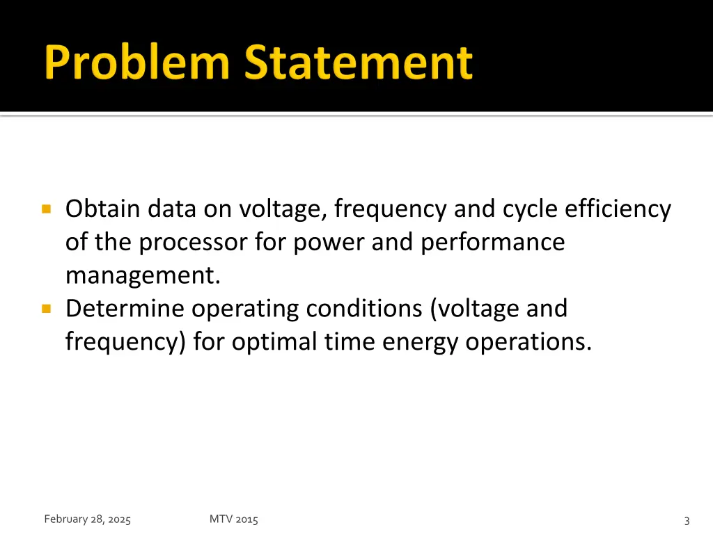 obtain data on voltage frequency and cycle