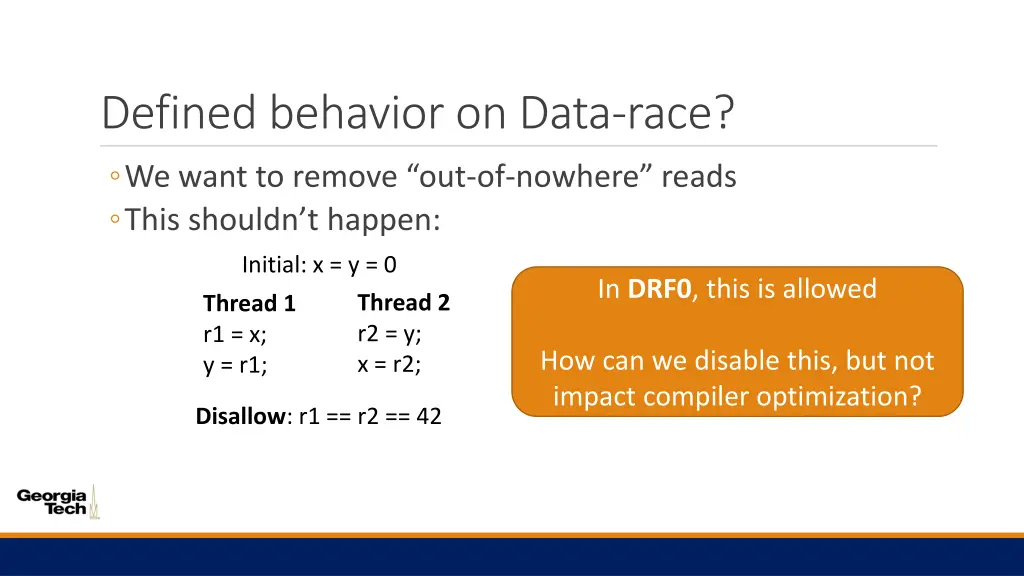 defined behavior on data race