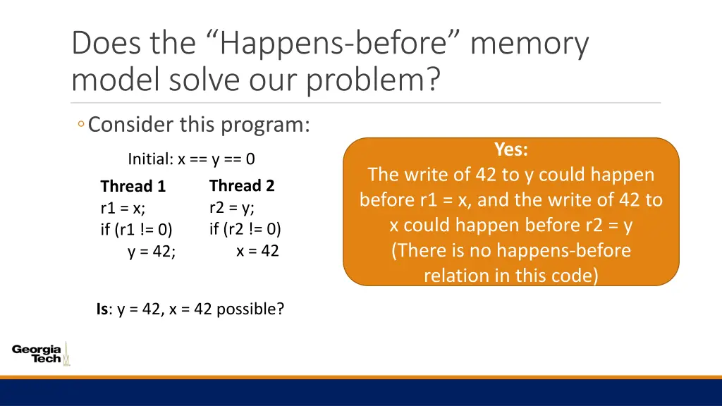 does the happens before memory model solve