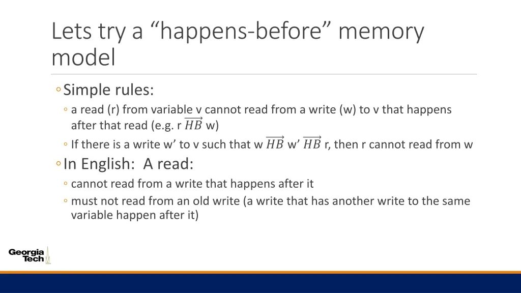 lets try a happens before memory model