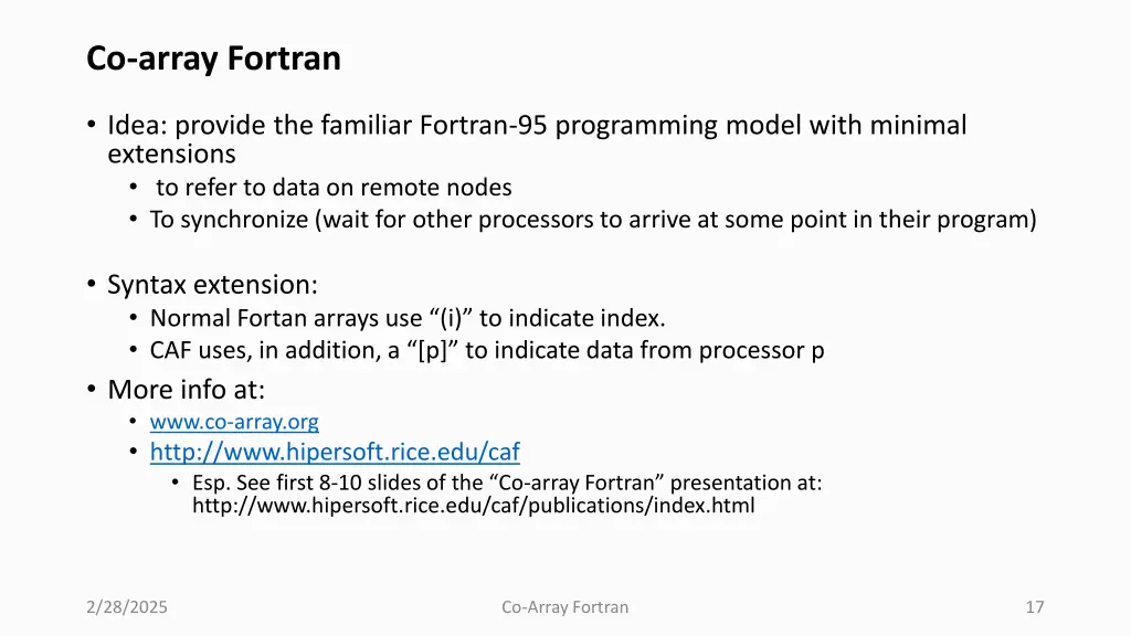 co array fortran