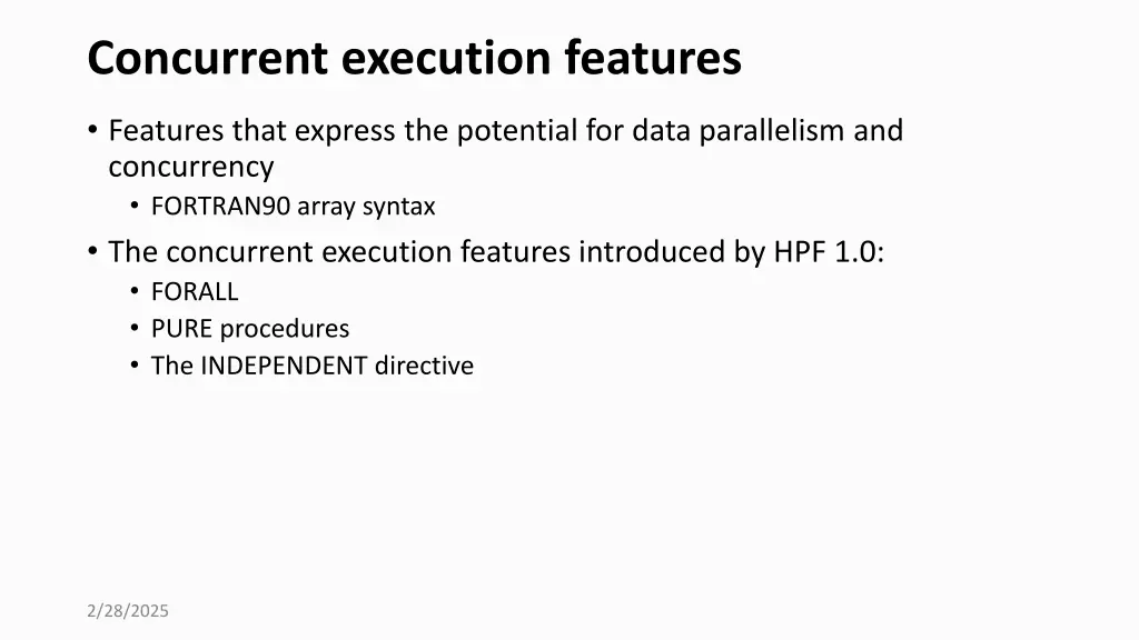 concurrent execution features