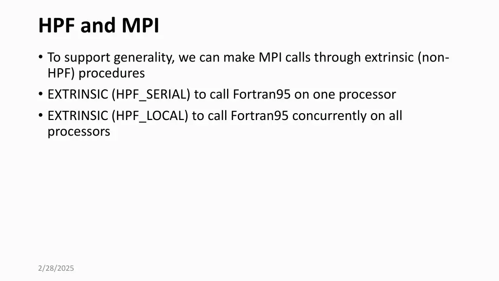 hpf and mpi