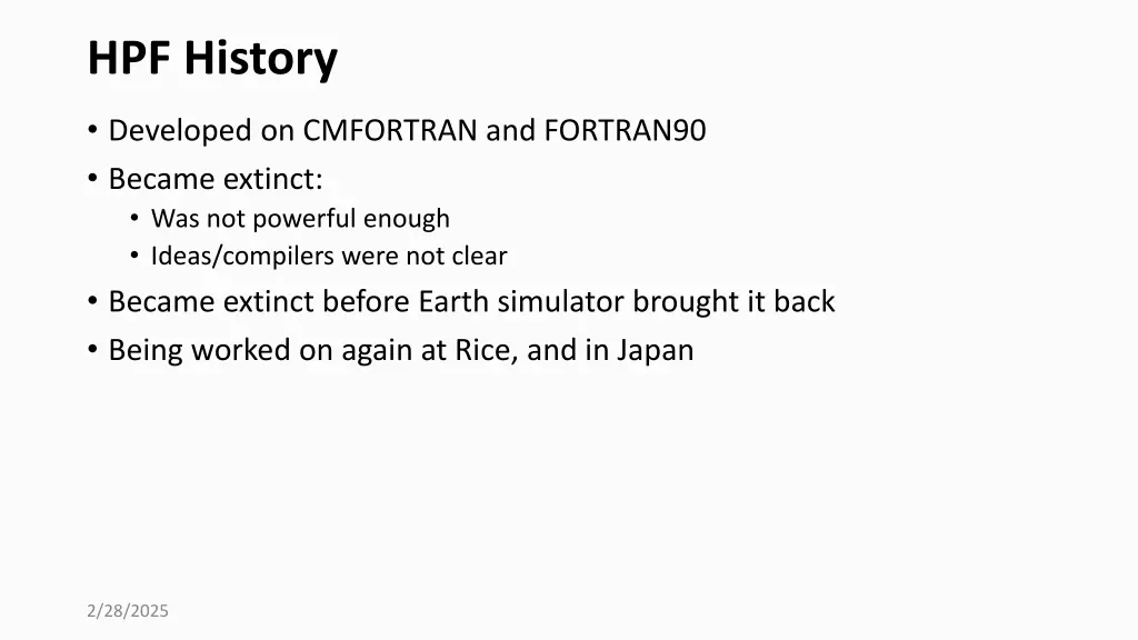 hpf history