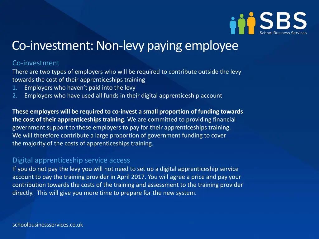 co investment non levy paying employee