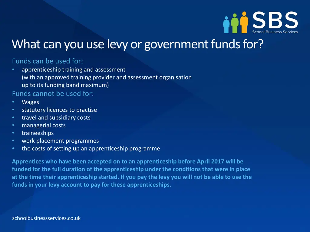 what can you use levy or government funds for