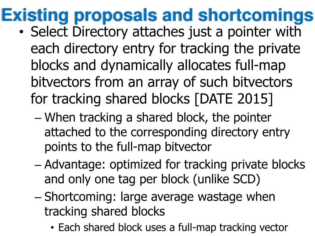 existing proposals and shortcomings select