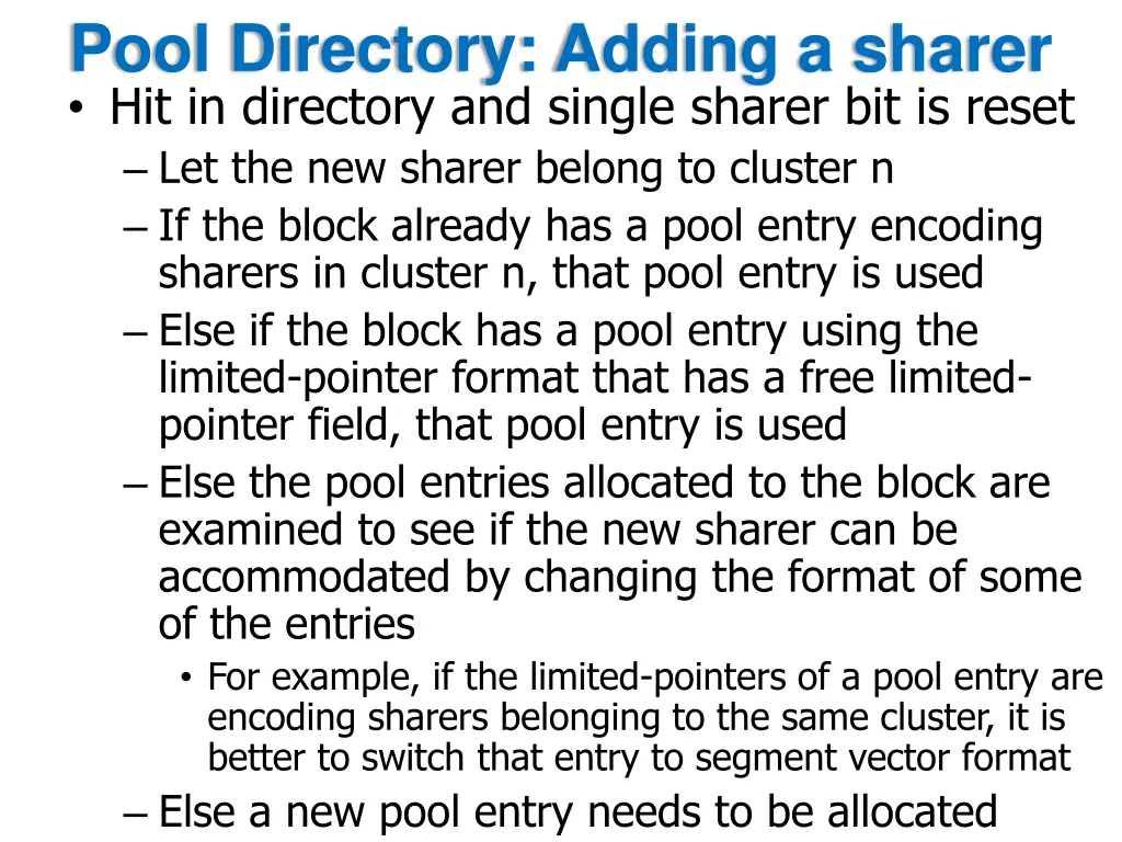pool directory adding a sharer hit in directory