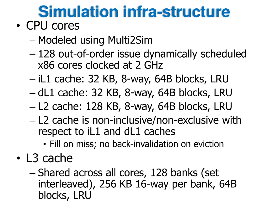 simulation infra structure cpu cores modeled
