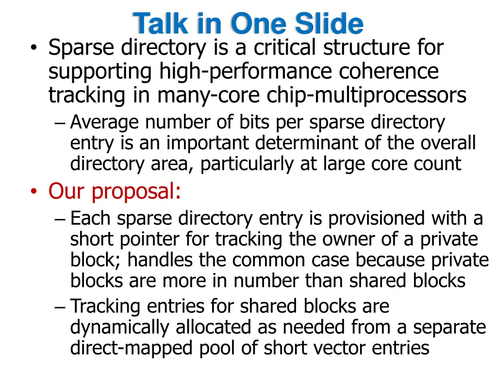talk in one slide sparse directory is a critical