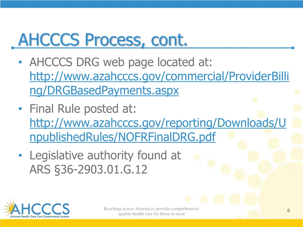 ahcccs process cont ahcccs drg web page located