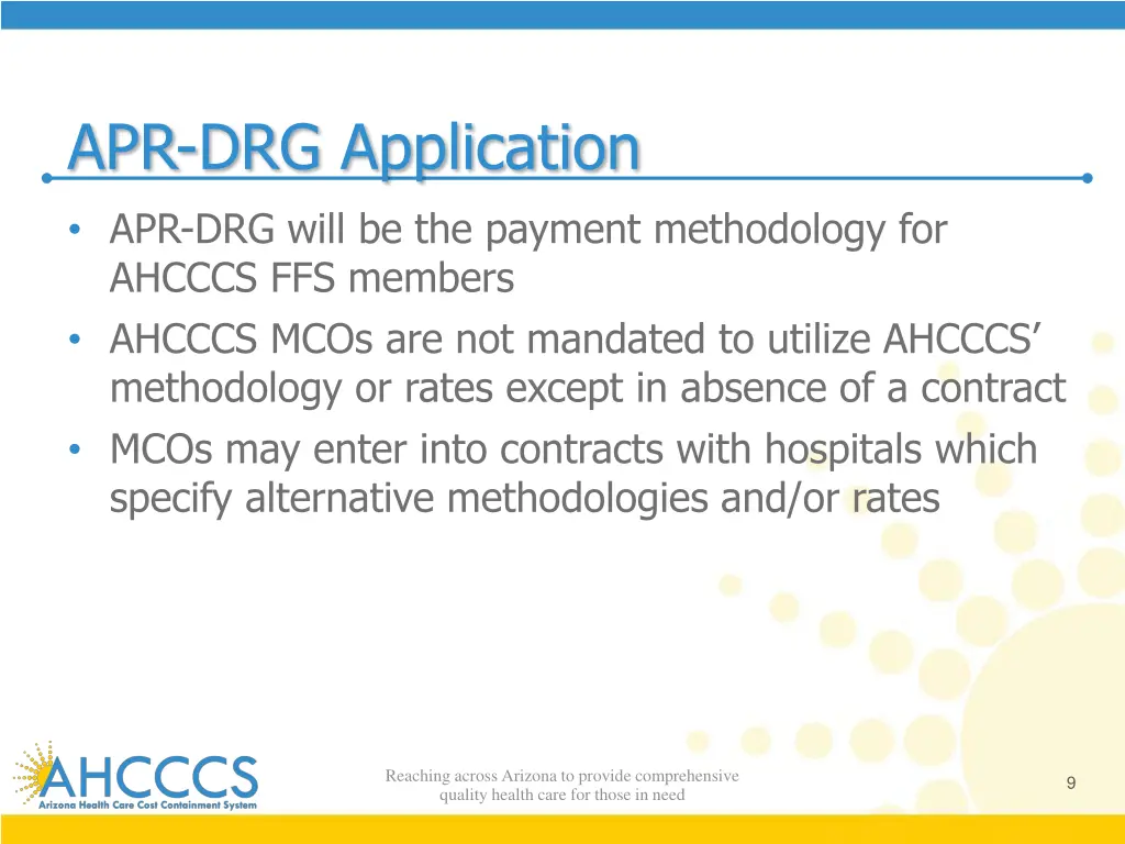 apr drg application apr drg will be the payment