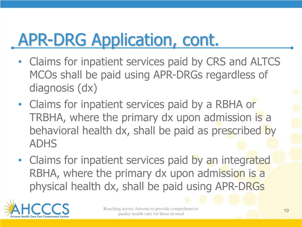 apr drg application cont claims for inpatient