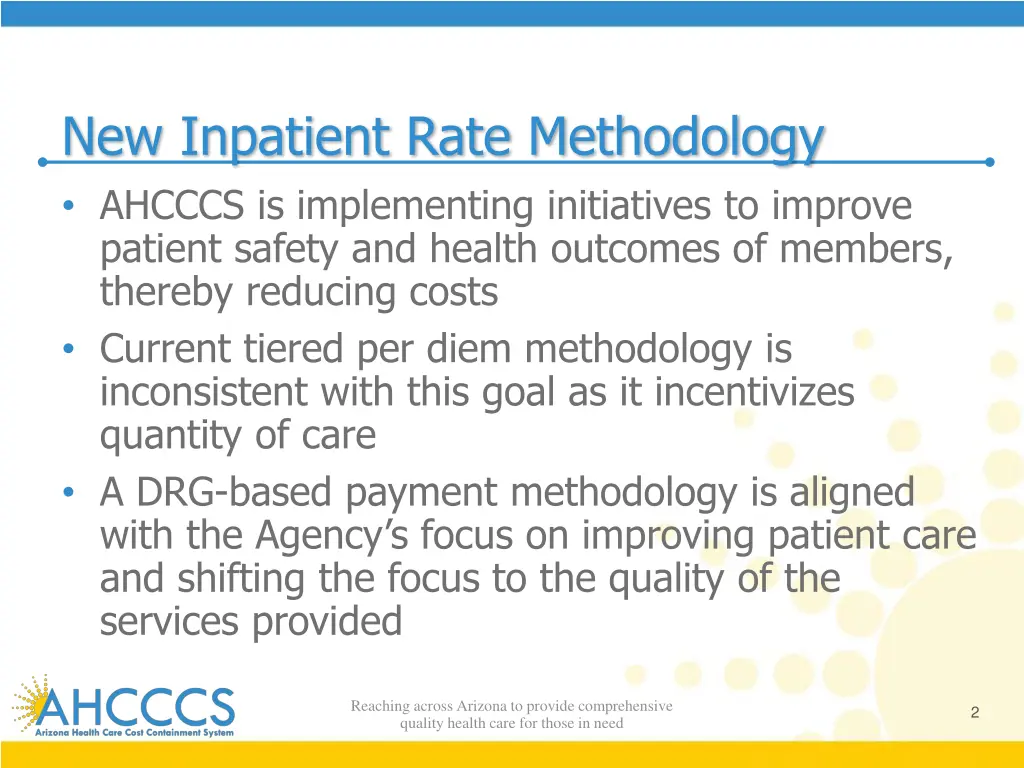 new inpatient rate methodology ahcccs