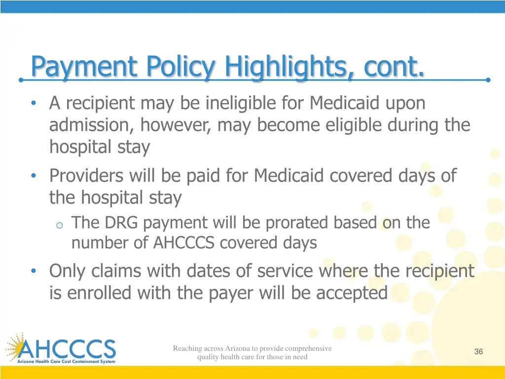 payment policy highlights cont a recipient
