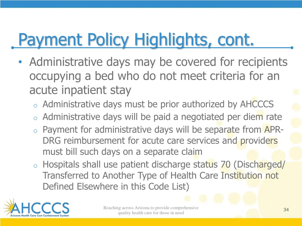 payment policy highlights cont administrative
