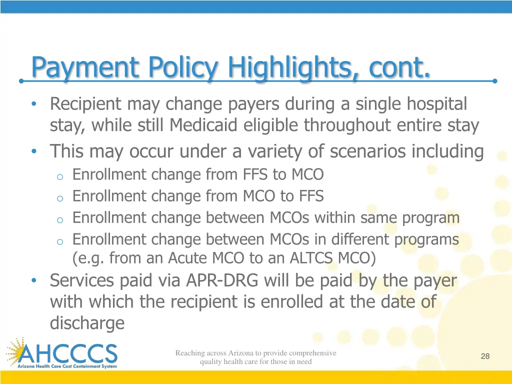 payment policy highlights cont