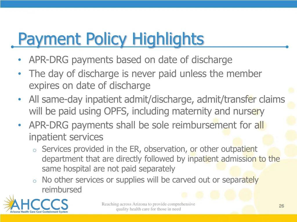 payment policy highlights