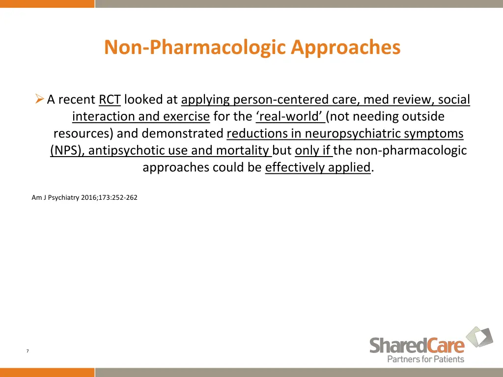 non pharmacologic approaches