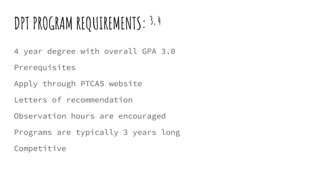 dpt program requirements 3 4