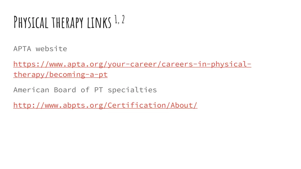 physical therapy links 1 2