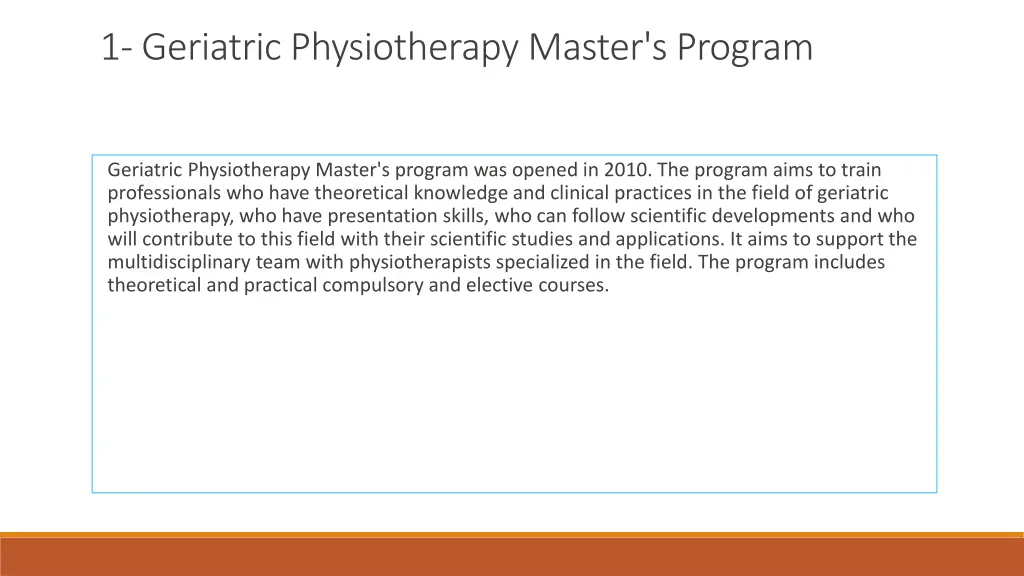 1 geriatric physiotherapy master s program