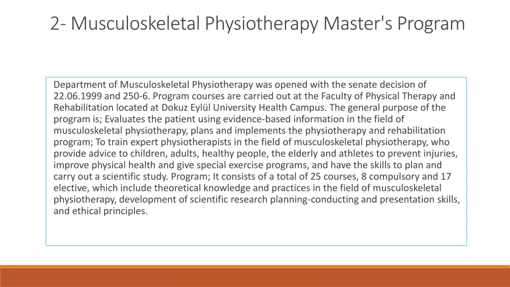 2 musculoskeletal physiotherapy master s program