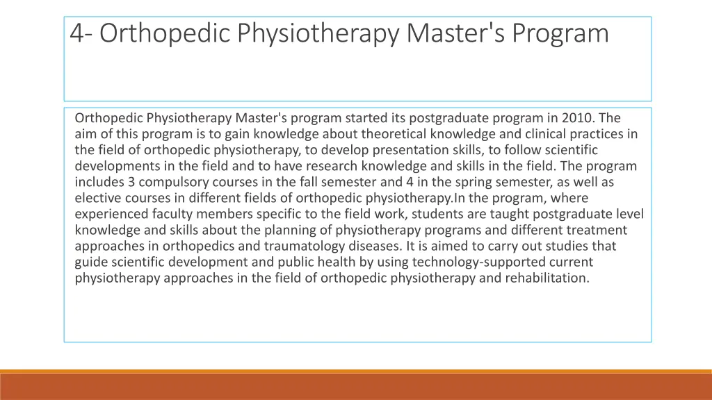4 orthopedic physiotherapy master s program