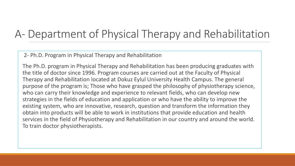 a department of physical therapy 1