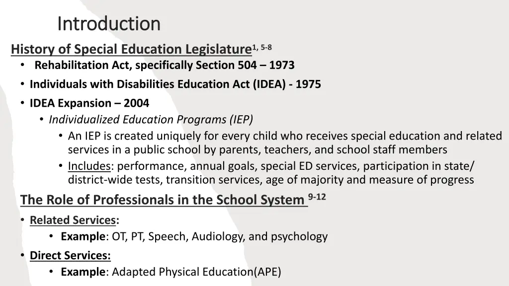introduction introduction history of special