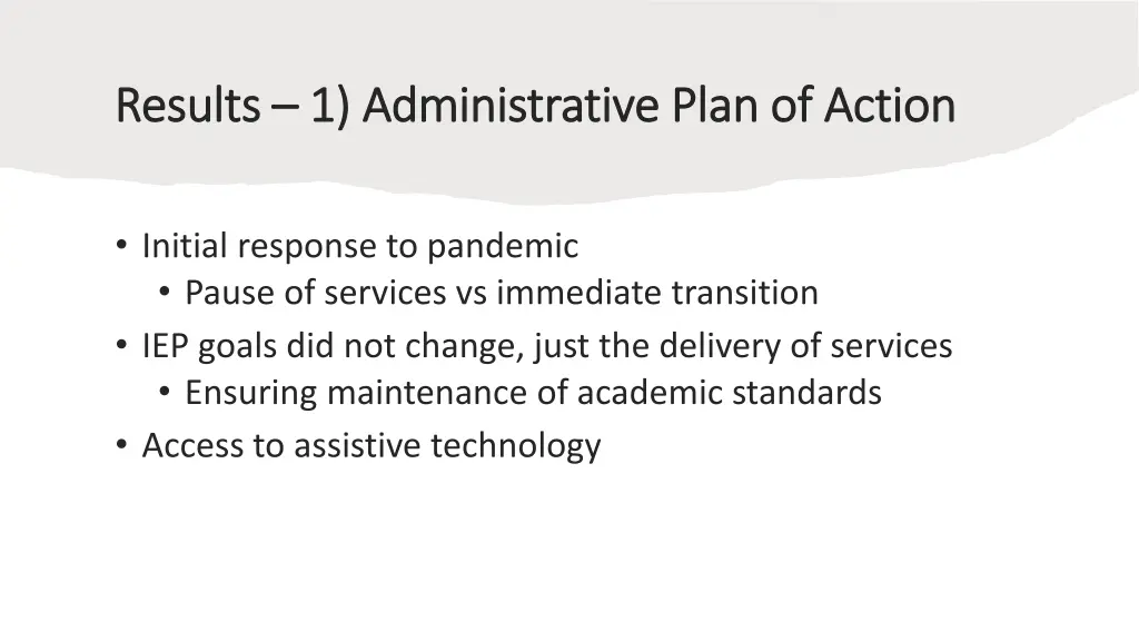 results results 1 administrative plan of action