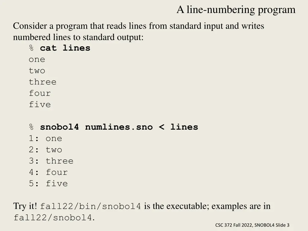 a line numbering program