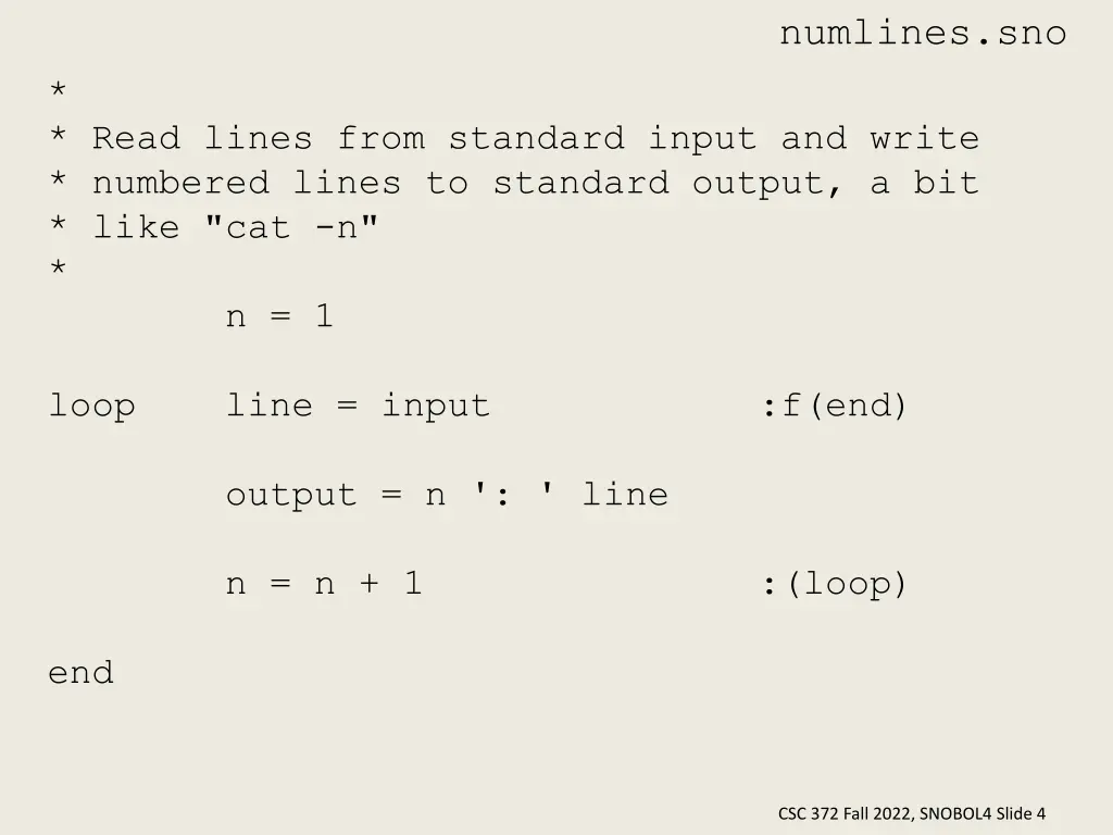 numlines sno