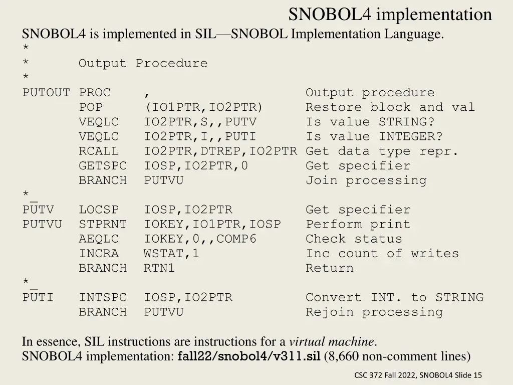 snobol4 implementation