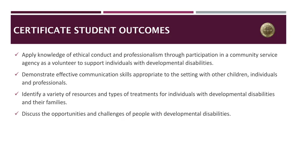 certificate student outcomes