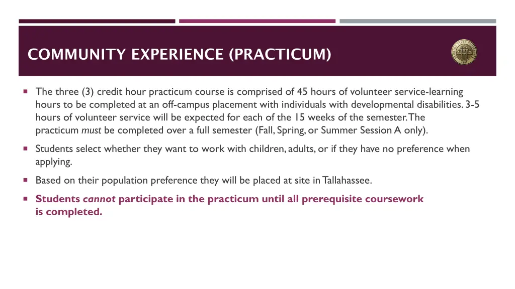 community experience practicum