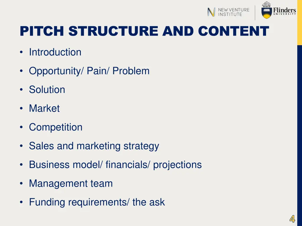 pitch structure and content