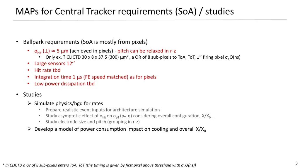 maps for central tracker requirements soa studies