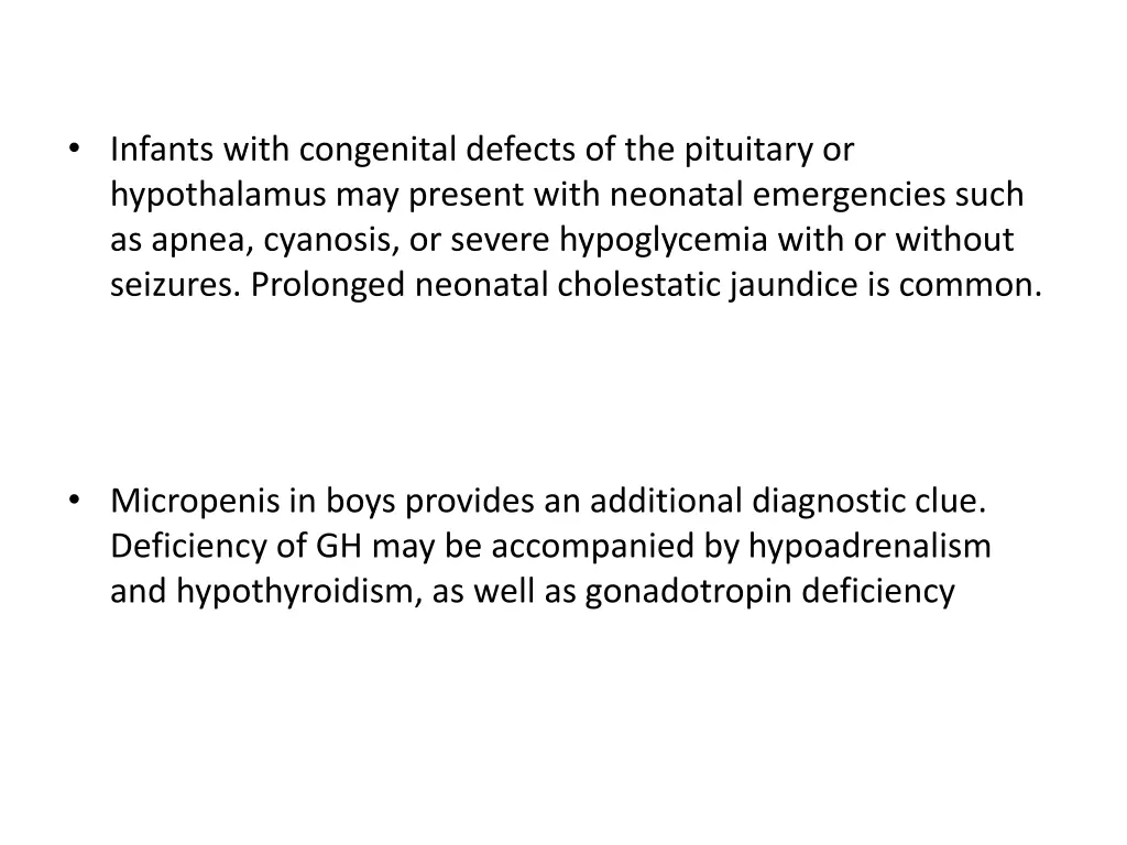 infants with congenital defects of the pituitary