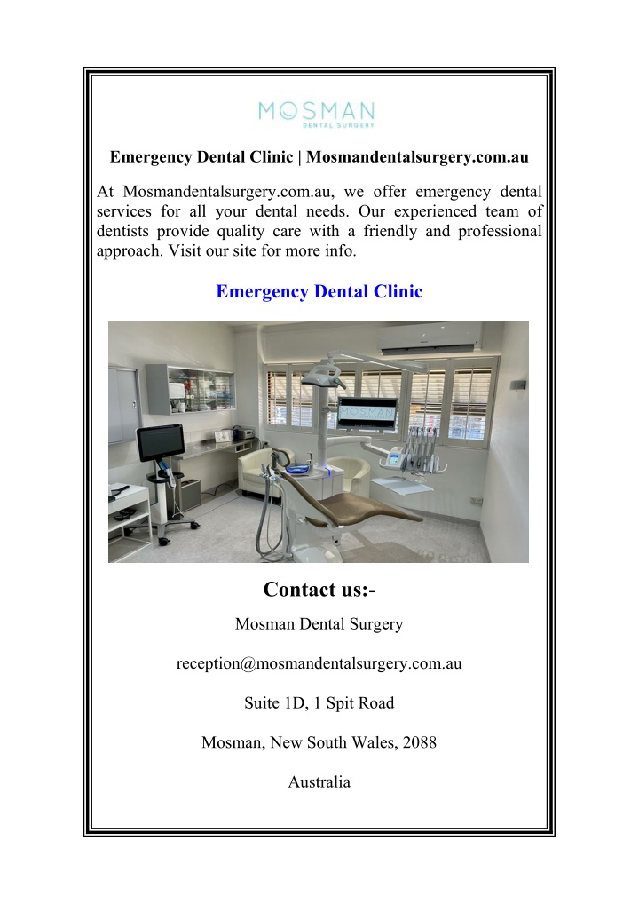 emergency dental clinic mosmandentalsurgery com au