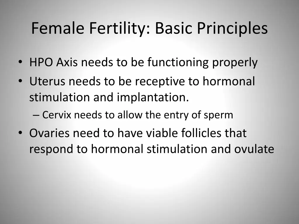 female fertility basic principles